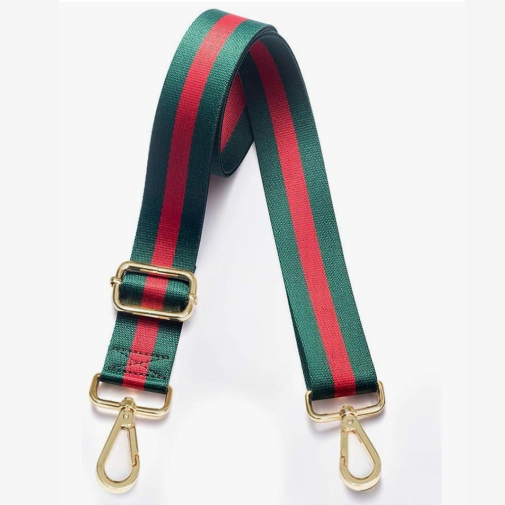 Crossbody Handbag Stripe canvas strap.
